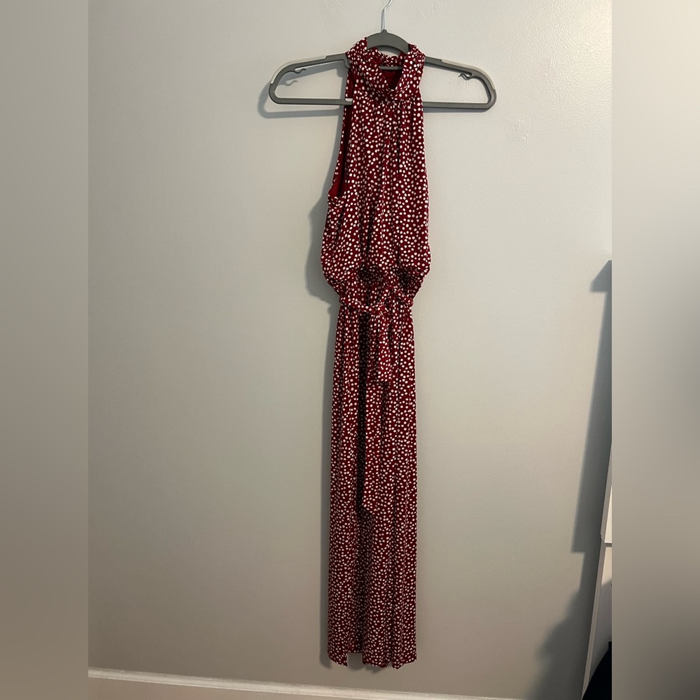 ENFOCUS STUDIO Women’s Red and White Polka Dot Maxi Dress